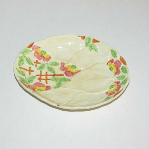 Antique Oval Dish BRENTLEIGH WARE BEECH Hand Painted STAFFORDSHIRE England As Is - Picture 2 of 8